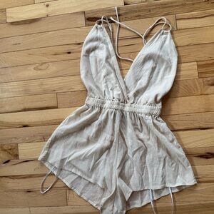 Lulu's Cream Tie-Back Romper